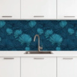 Bladeren - Reliëf - Patroon - Oceaanblauw - Modern keuken achterwand 2 middel 871 -3d