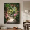 Doorkijk - Tropisch - Bloemen - Natuur Textielframe - compleet frame klein -sfeer2