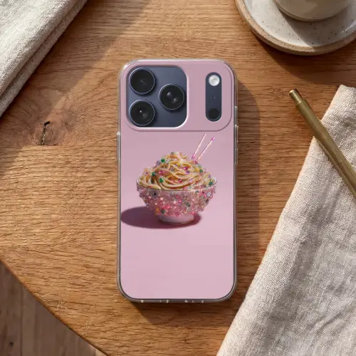 Noodles - Edelstenen - Stokjes - Roze Telefoonhoesje iPhone 17 Pro klein -sfeer1