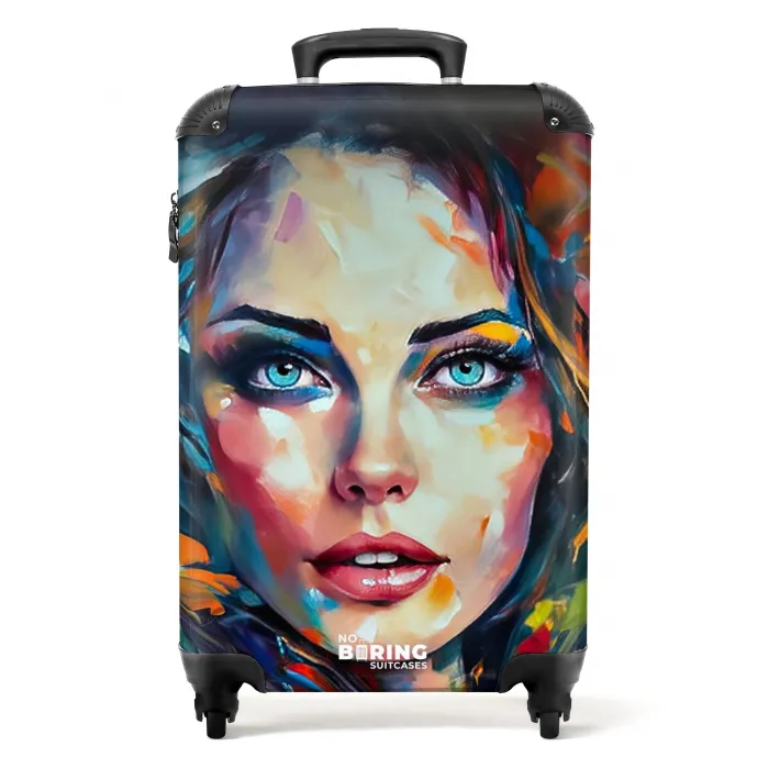 Gezicht - Vrouw - Olieverf - Kleurrijk - Kunst NBS - Handbagage koffer - Unisex middel -productfoto_recht