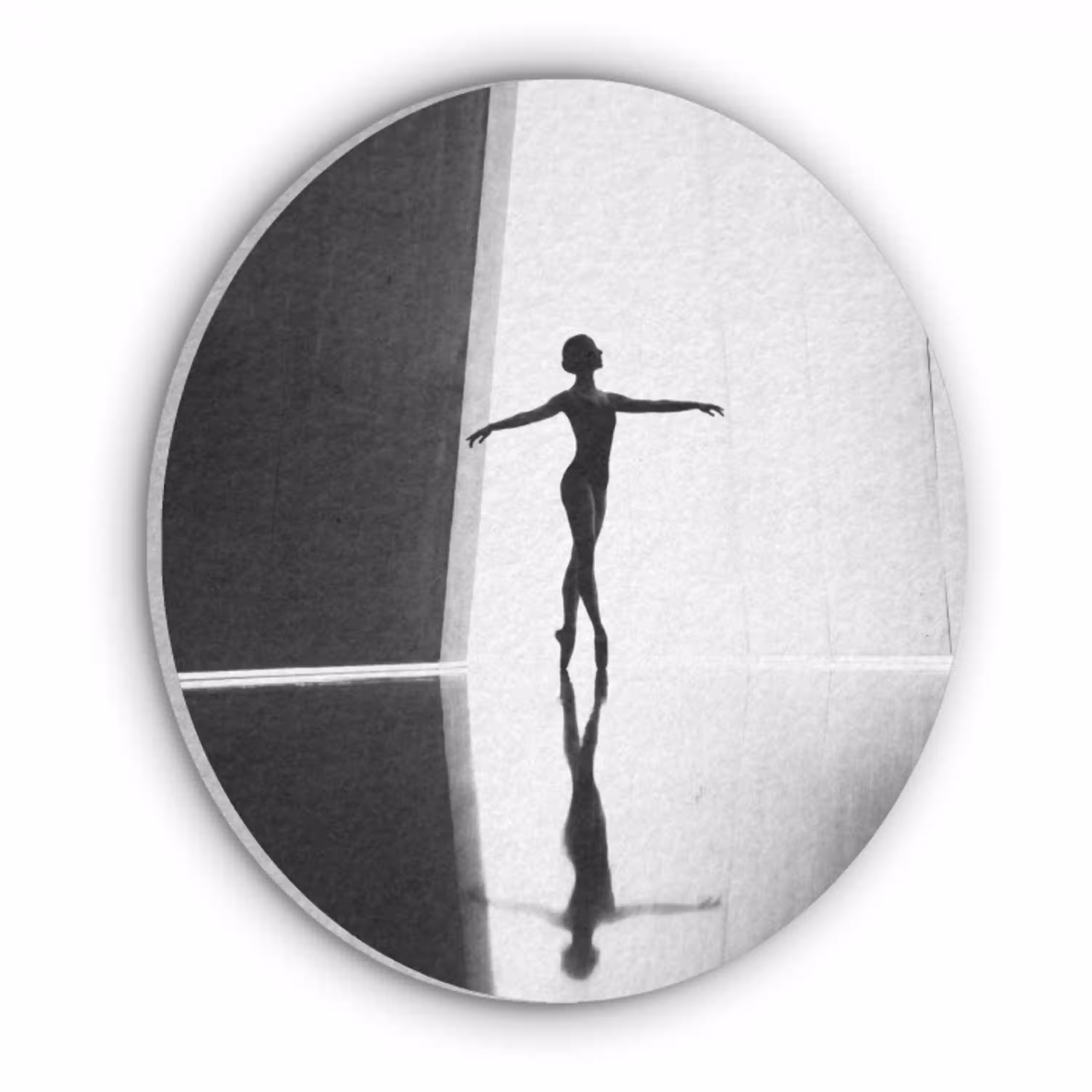 Danser - Silhouette - Kunst - Modern - Zwart-wit Akoestische PET Vilt - Rond klein -3d
