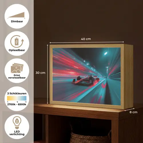 Raceauto - Rood - Snelheid Light Box met batterij (Wandlamp kind) middel -USP_websiteoverzichtNL