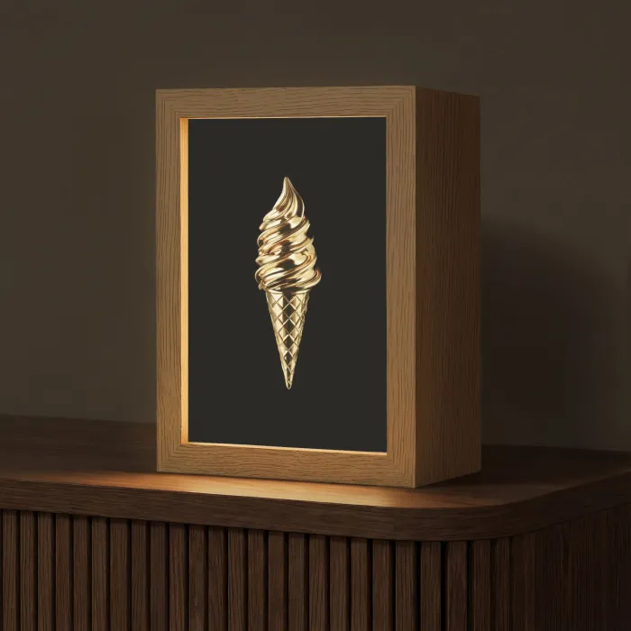 Ijs - Goud - Zwart - Eten Light Box met kabel (Tafellamp) klein -z3d_website