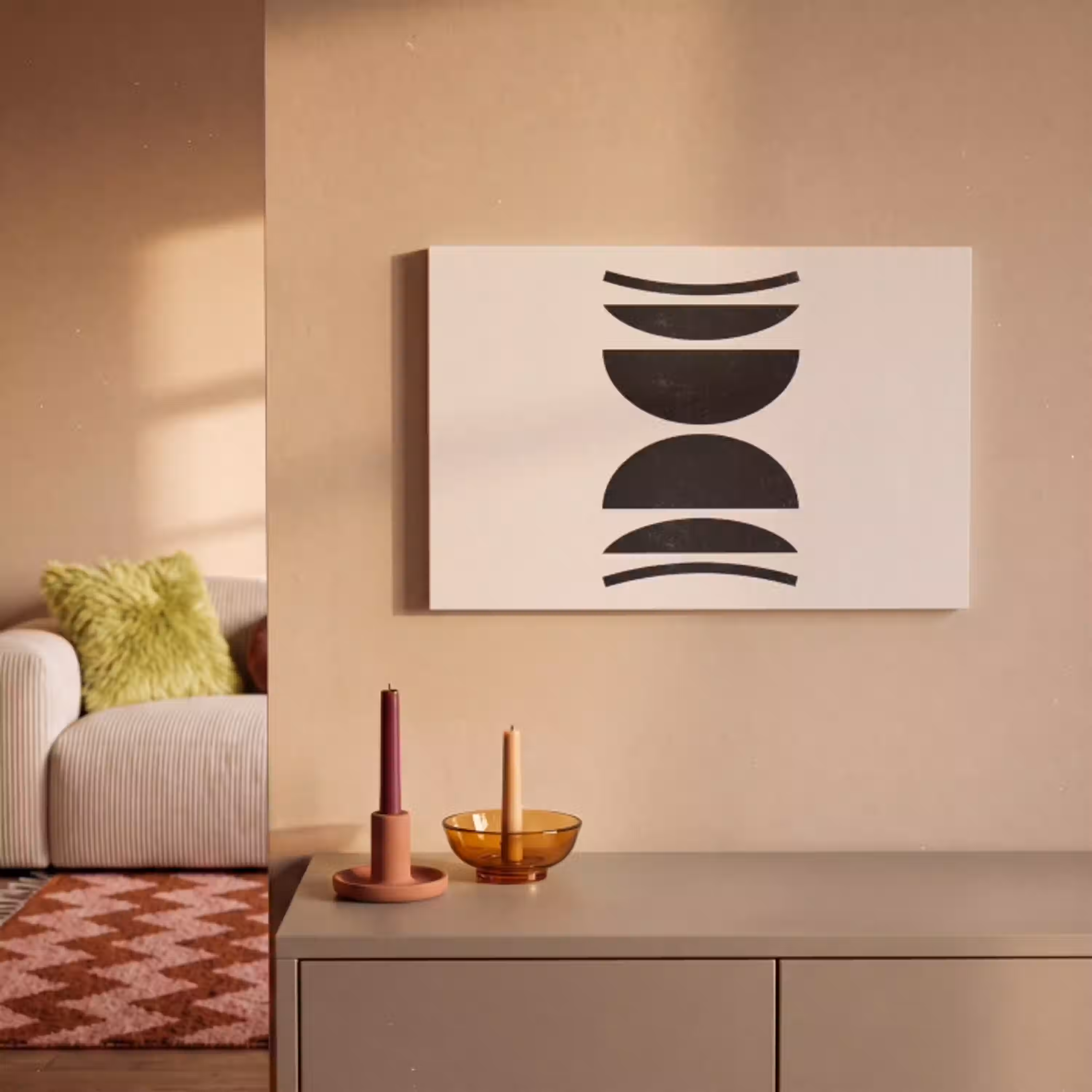 Abstract - Vormen - Zwart canvas 2cm klein -sfeer1