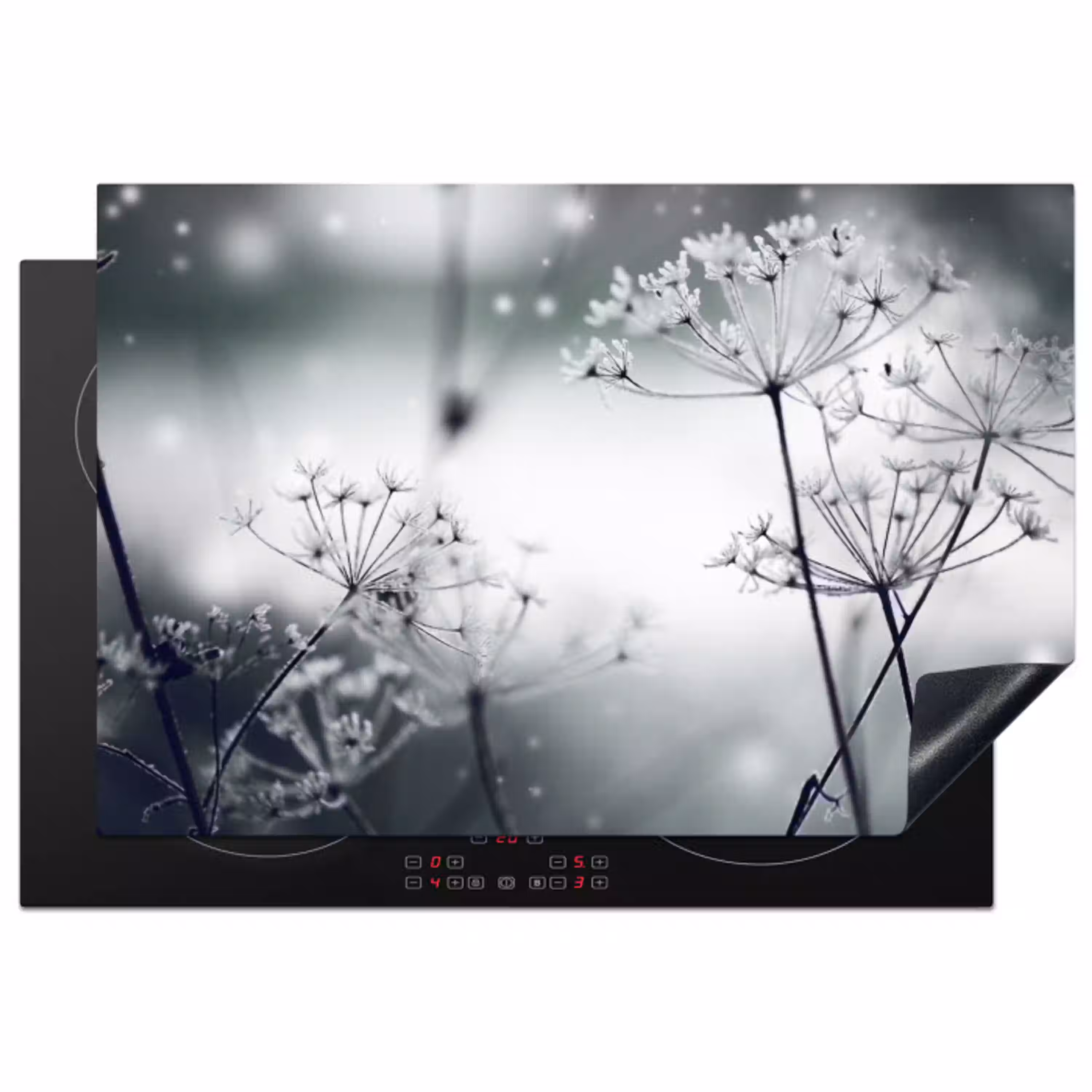 Bloemen - Winter - Sneeuw - Natuur Inductie beschermer vinyl 3mm klein -3d