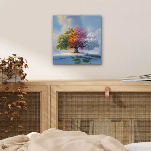 Boom - Seizoenen - Winter - Landschap aluminium wit klein -sfeer3