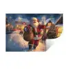 Kerstman - Dorp - Hert - Donker Muursticker klein -3d