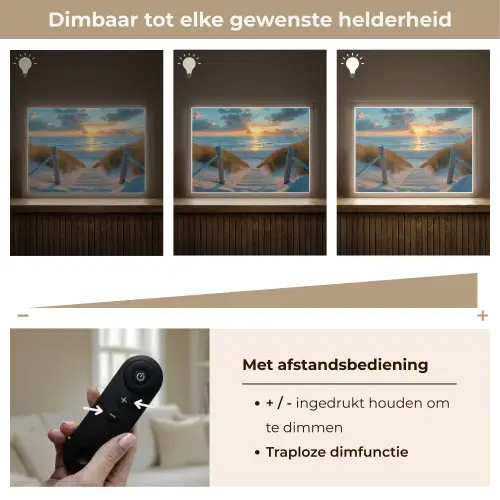 Zonsondergang - Strand - Zomer - Landschap Light Box met batterij (Wandlamp) middel -USP_dimbaarNL