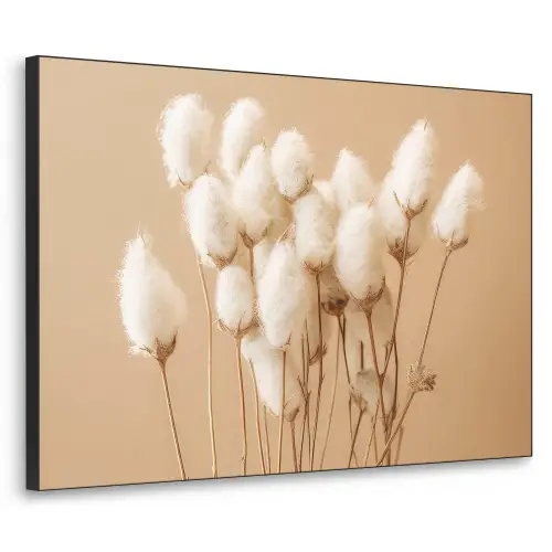 Bloemen - Planten - Bruin - Pastel Textielframe zwart klein -3d
