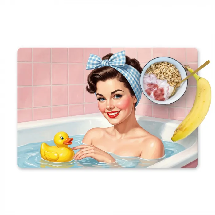Badkamer - Eend - Blauw Placemat vinyl groot -zzzproduct_Kitchenyeah-website