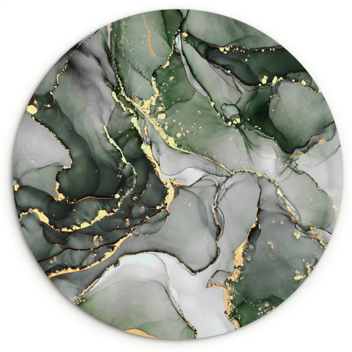 Luxe - Marmer - Groen Wandcirkel kunststof plaat 5mm dik klein -3d