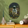 Astronaut - Bloemen - Veld - Geel Wandcirkel Ovaal Forex klein -sfeer2