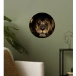 Leeuw - Dieren - Zwart - Portret Wandcirkel behangsticker klein -sfeer2