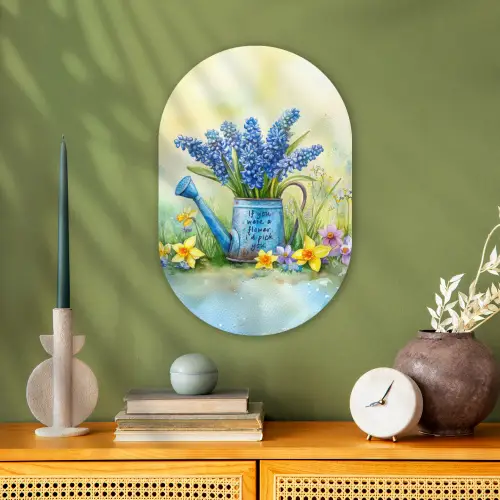 Lavendelbloemen - Quote - Gieter Wandcirkel Ovaal Forex klein -sfeer2