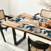 Wereldkaart - Blauw - Abstract Placemat vinyl groot -zzsfeer4_Kitchenyeah-website