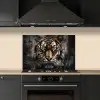Tijger - Dieren - Portret - Luxe - Zwart keuken achterwand spatscherm klein -sfeer1
