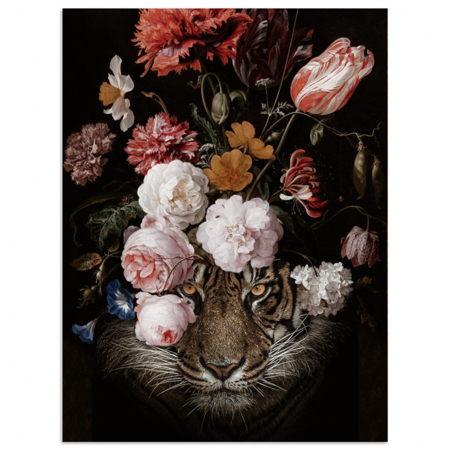Bloemen - Jan Davidsz de Heem - Tijger - Schilderij - Stilleven - Oude meesters poster papier klein -3d
