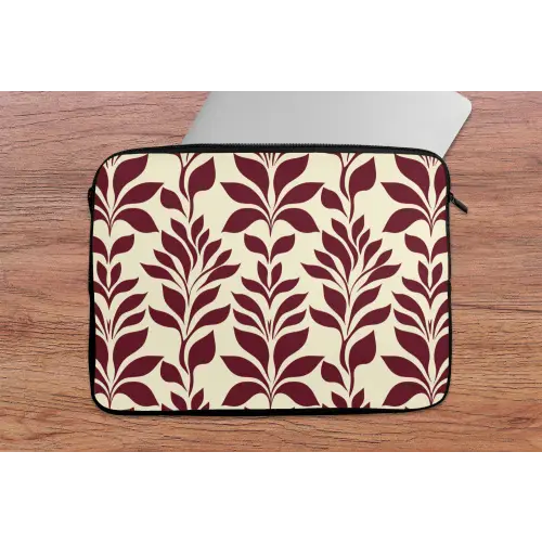 Abstract - Bladeren - Burgundy laptophoes neopreen klein 279 -tafel