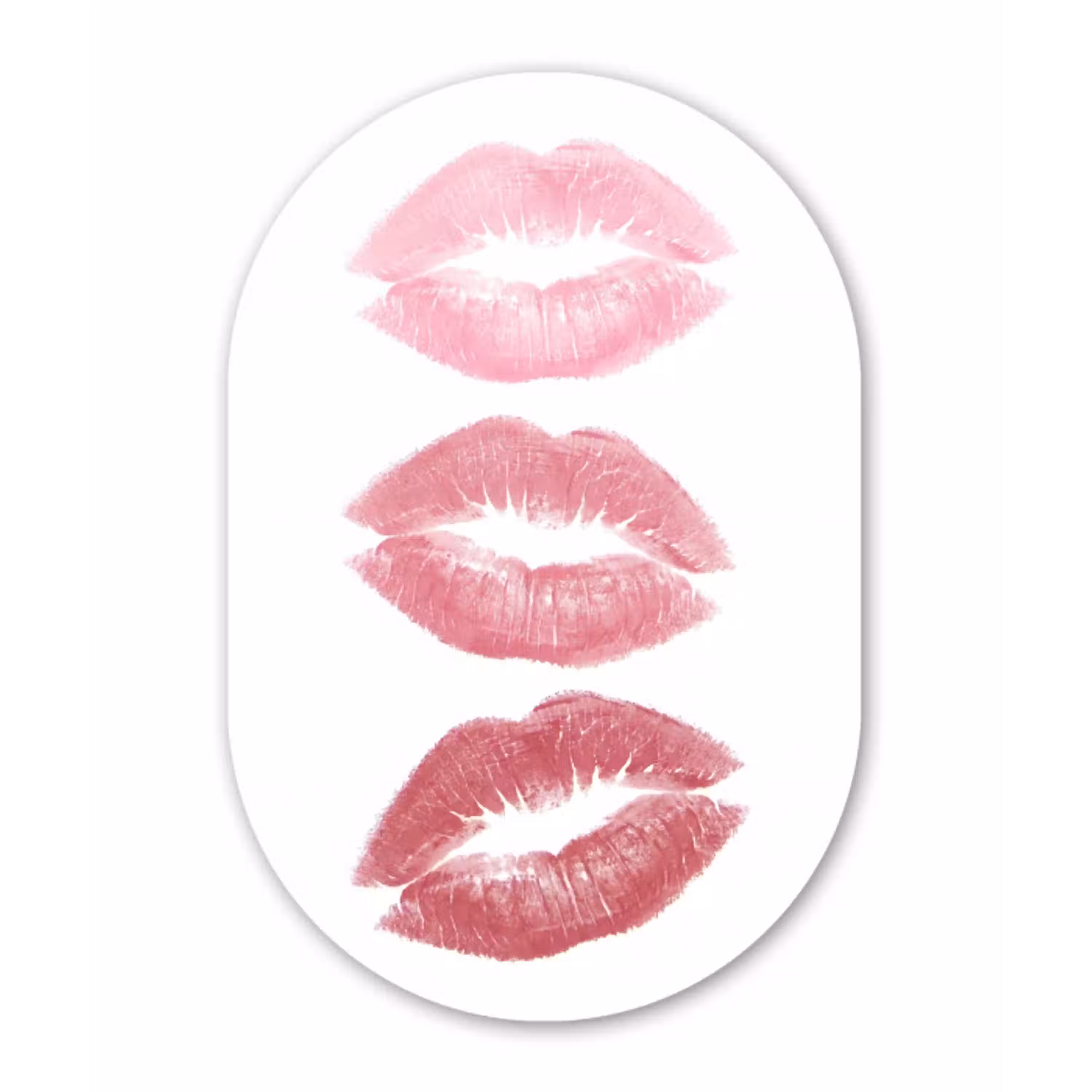 Lippen - Kusafdruk - Roze - Modern - Abstract Wandcirkel Ovaal Aluminium middel -3d