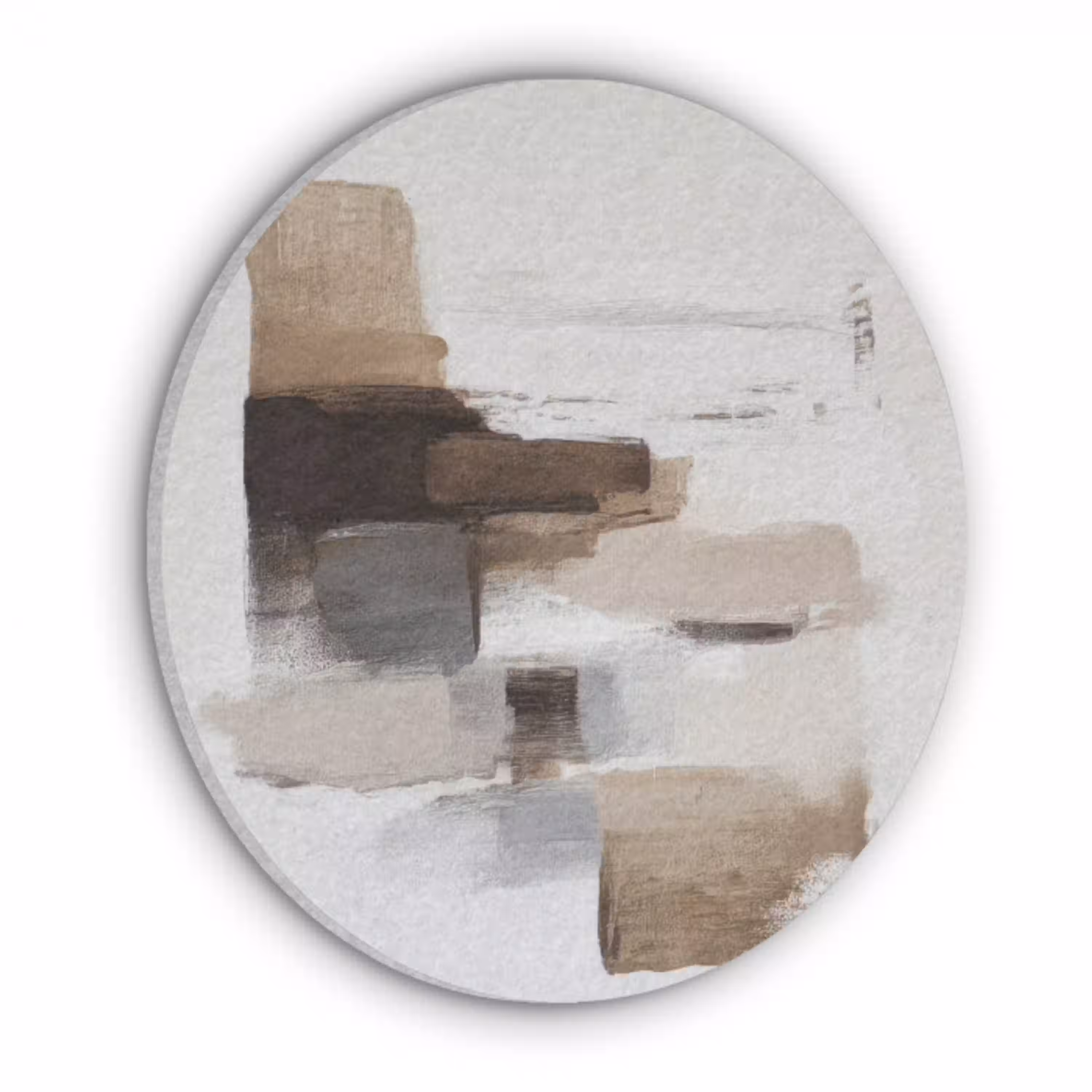 Penseelstreken - Balans - Beige - Bruin Akoestische PET Vilt - Rond klein -3d