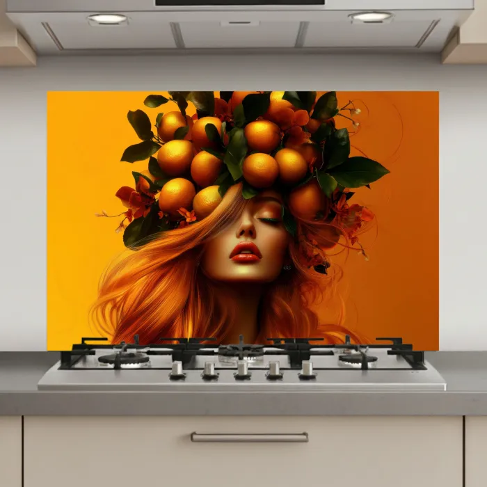 Vrouw - Citroenen - Bloesem - Geel keuken achterwand spatscherm klein -3d_website
