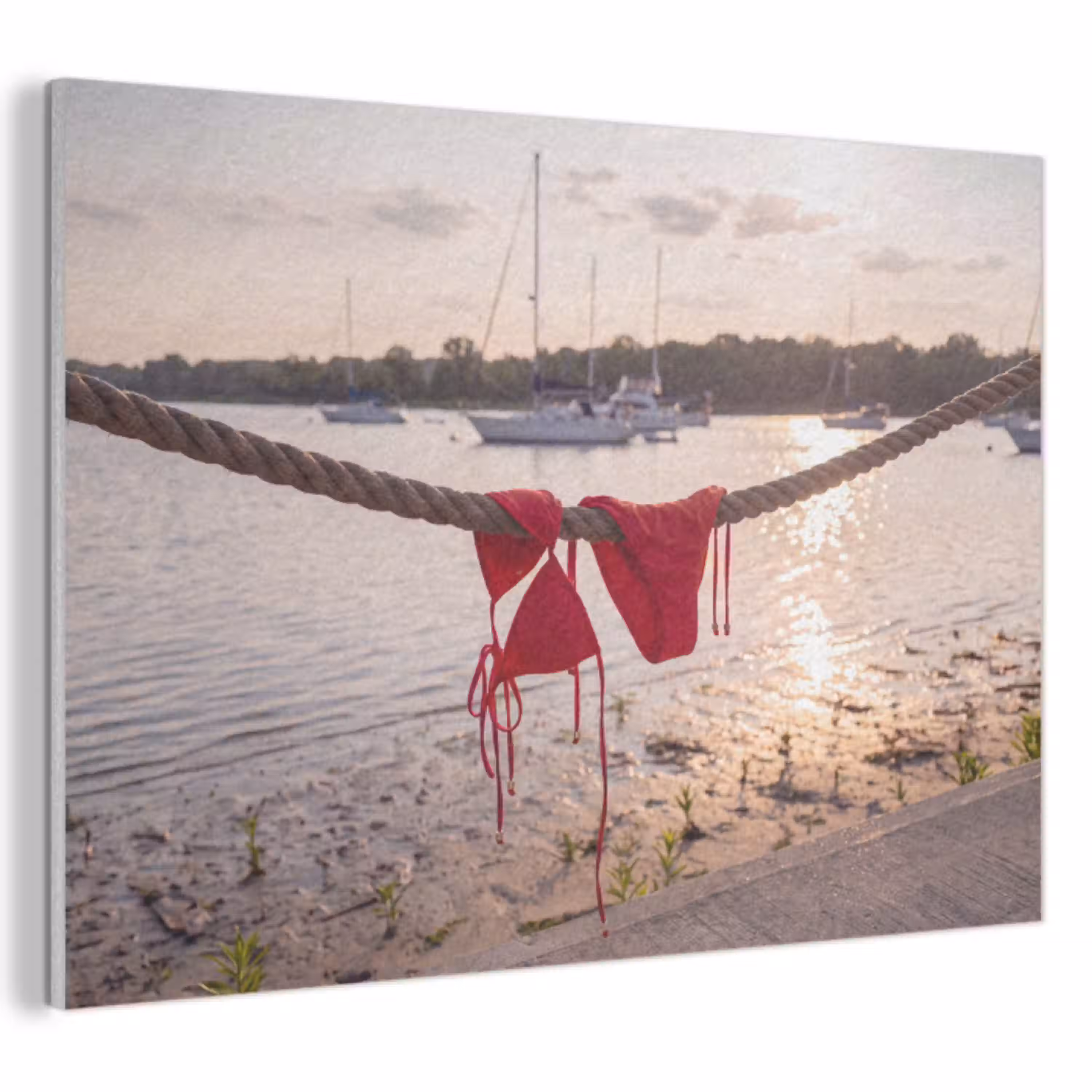 Badkleding - Rood - Zomer - Water - Zonsondergang PET vilt klein -3d
