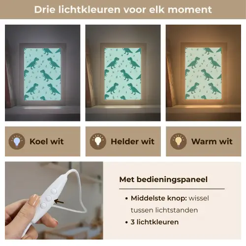Donkergroen - Dinosaurussen - Afdrukken - Bladeren Light Box met kabel klein -USP_lichtkleurNL