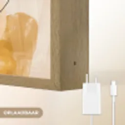 Bloemen - Abstract - Beige - Line art Light Box met batterij (Wandlamp) middel -USP_websiteoplaadbaarNL