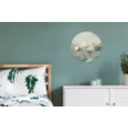 Lotus - Bloemen - Groen Wandcirkel aluminium klein -slaapkamer