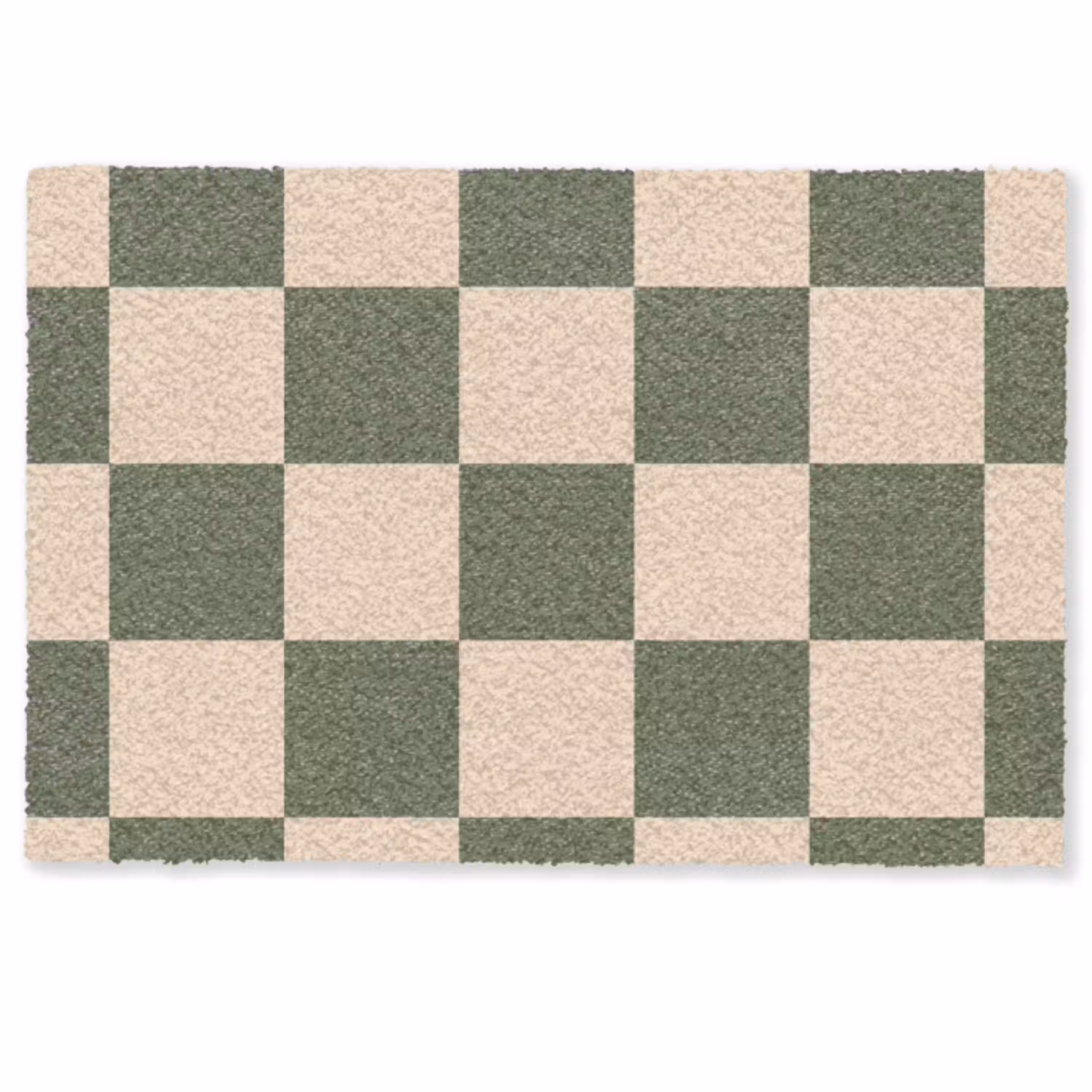 Schaakbord print - Groen - Beige - Blokjes Deurmat klein -zkaufland3d