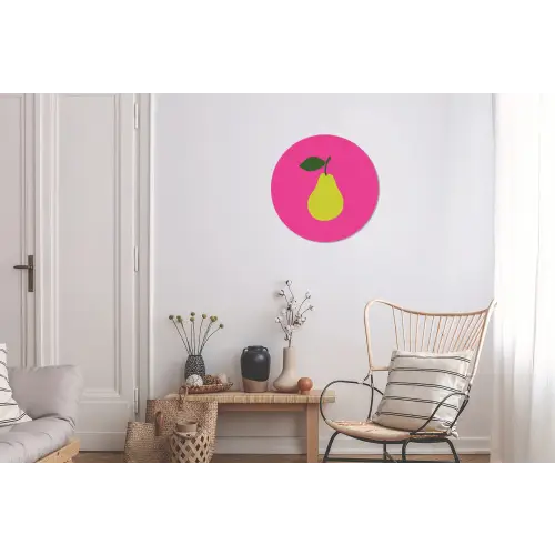 Illustratie - Fruit - Peer - Groen Wandcirkel aluminium klein -woonkamer