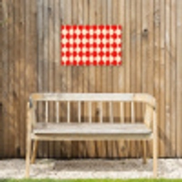 Golvend patroon - Retro - Rood - Beige Tuinposter op houten frame 2 cm dik klein 845 -sfeer4