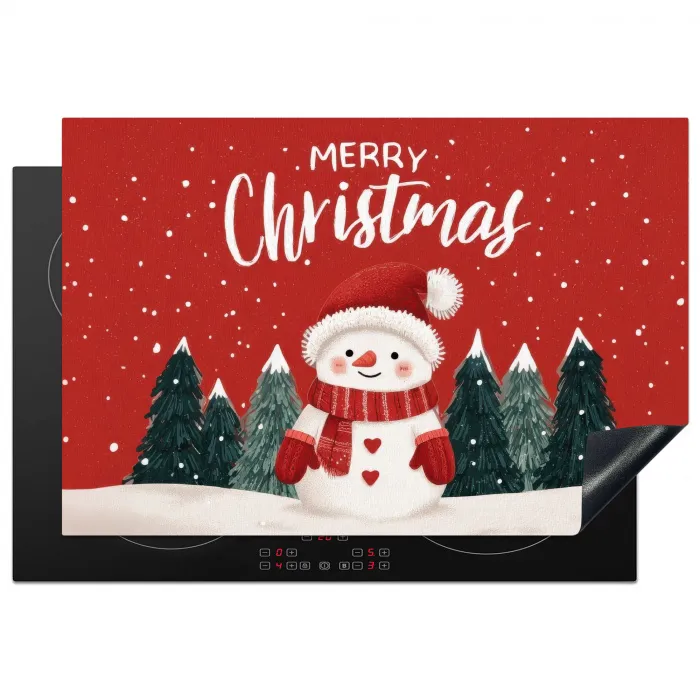 Kerstgroet - Sneeuw - Rood Inductie beschermer vinyl 3mm klein -3d