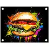 Hamburger - Graffiti - Verf - Kleurrijk - Eten - Abstract tuinposter los doek klein -3d