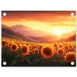 Zonnebloemen - Zonsondergang - Landschap tuinposter los doek klein -3d