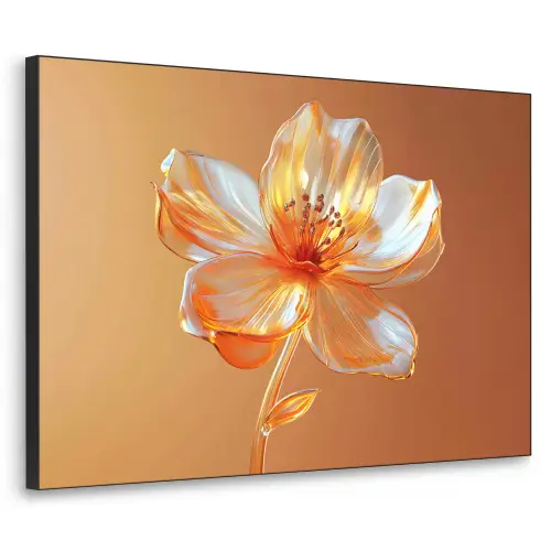 Glazen - Bloem - Oranje Textielframe zwart klein -3d