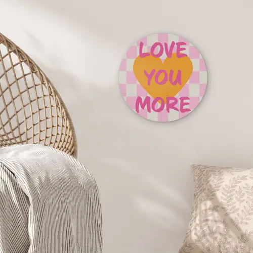 Valentijn - Love - Roze - Oranje Akoestische PET Vilt - Rond klein -sfeer4