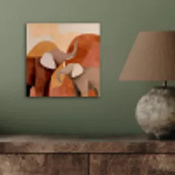 Olifanten - Oranje - Abstract aluminium wit klein -sfeer2