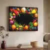 Groente - Graffiti - Kleurrijk - Koken - Abstract Textielframe zwart klein -sfeer3