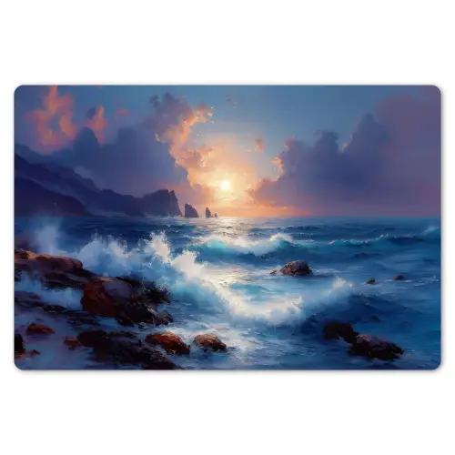 Golven - Zee - Kleurrijk - Rotsen Placemat vinyl groot -zzsfeer1_Kitchenyeah-website