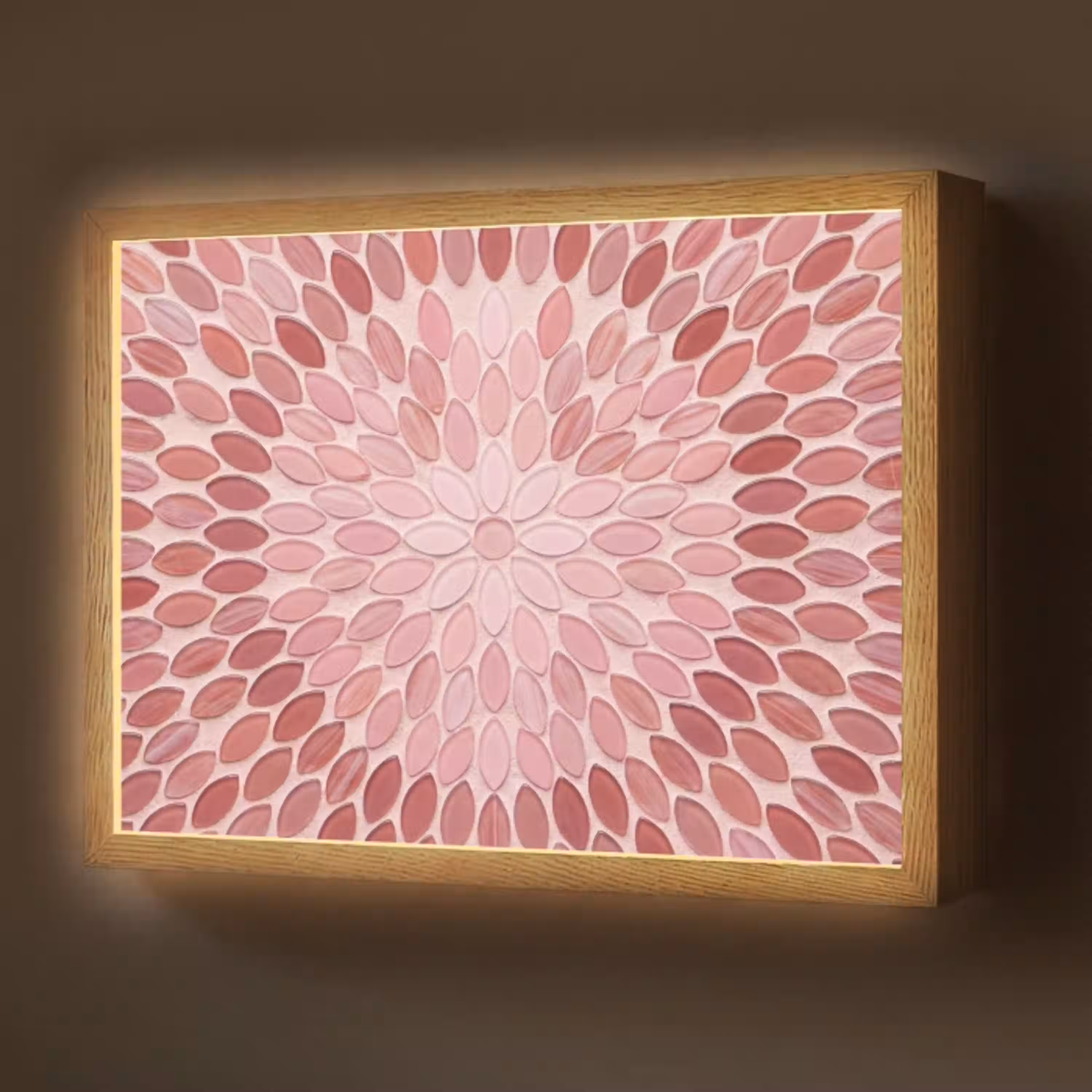 Patroon - Mozaïek - Ovaal - Abstract - Roze Light Box met batterij (Wandlamp) middel -z3d_website