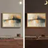 Modern - Abstract - Goud - Zwart Light Box met batterij (Wandlamp) middel -sfeer3