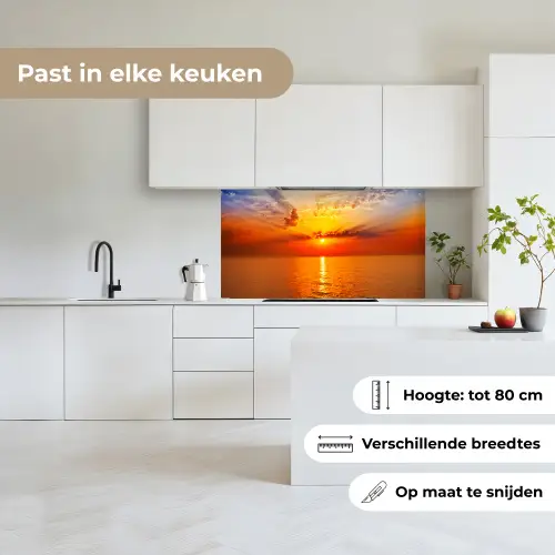 Zonsondergang - Zee - Lucht - Oranje - Horizon - Water keuken achterwand 2 middel -sfeer4_NL