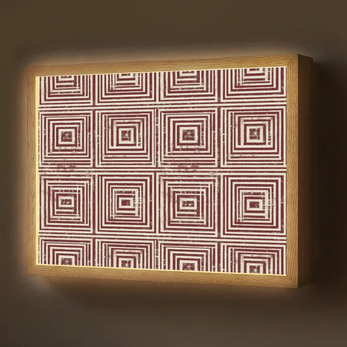 Geometrisch - Patroon - Rood Light Box met batterij (Wandlamp) middel 907 -z3d_website