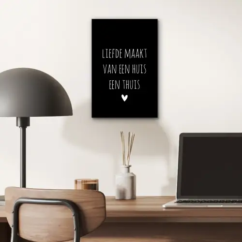 Liefde maakt van een huis een thuis - Quotes - Spreuken aluminium wit klein -sfeer5