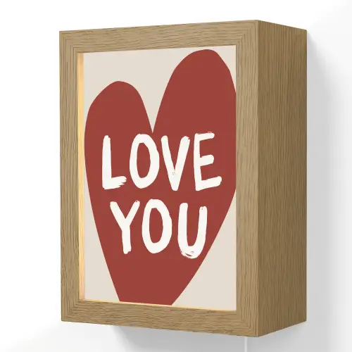 Loveyou - Hart - Rood Light Box met kabel (Wandlamp) klein -3d
