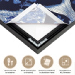 Vissen - Bloemen - Blauw Textielframe zwart klein 947 -USP_feed_closeupNL