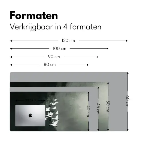 Vogel - Japandi - Groen Muismat XXL klein -sfeer5