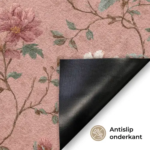 Botanisch - Bloemen - Roze Deurmat klein 898 -antislip_NL