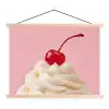 Kers - Slagroom - Roze textielposter latten blank klein -3d